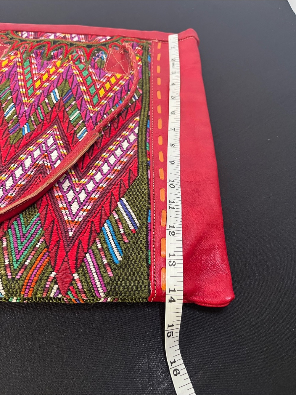 Arloom Handcrafted Red Woven Tote Bag with Leather Trim NWT - Picture 9 of 9